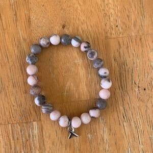 Pink, Gray & White Natural Stone Beaded Bracelet